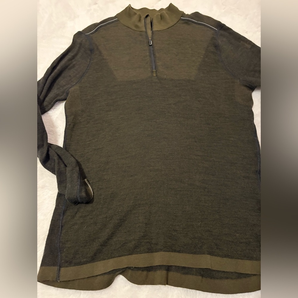 Smart wool Men's Olive Green Half-Zip Sweater sze large